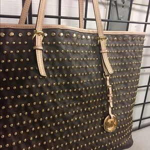 MK Studded Jet Set Travel Tote w/ Wallet